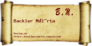 Backler Márta névjegykártya