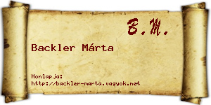 Backler Márta névjegykártya